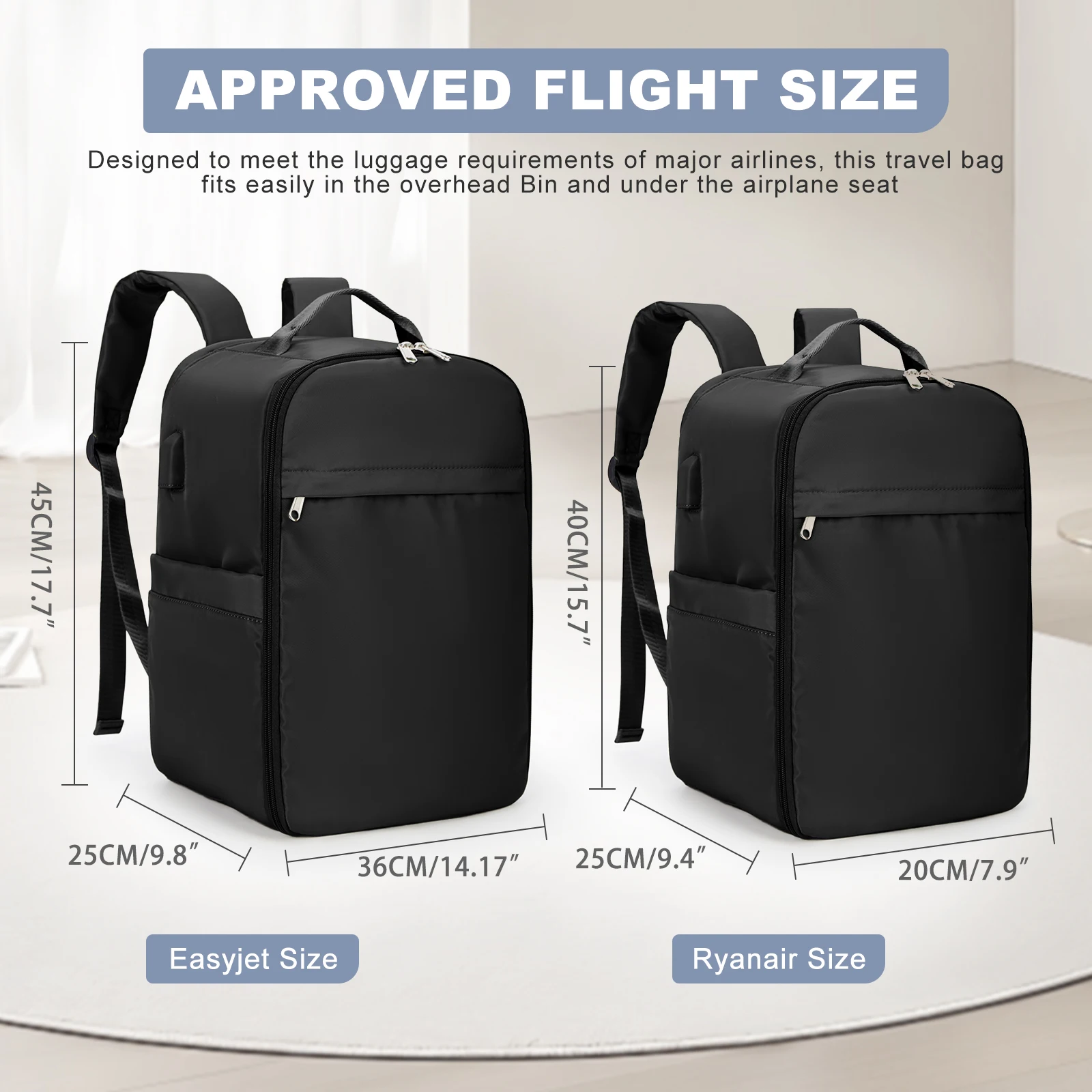 תיק גב ryanair 40 x20x25 תיק תא, תיק מטען יד נסיעות עבור תיק תא הנוסעים 45 x36 x20, תרמיל גב מחשב נייד לנשים/גברים