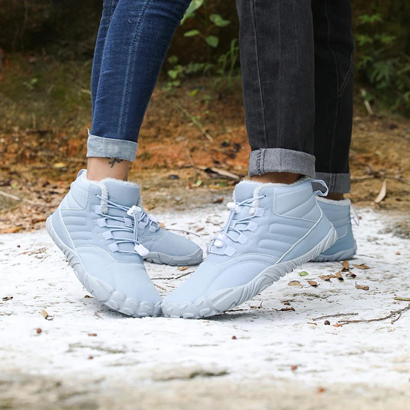 Snow Boots Waterproof Men Winter Shoes Barefoot Ankle Boots 36-46 Couple Snow Shoes Outdoor Hiking Shoes Fur Warm Plush Boots
