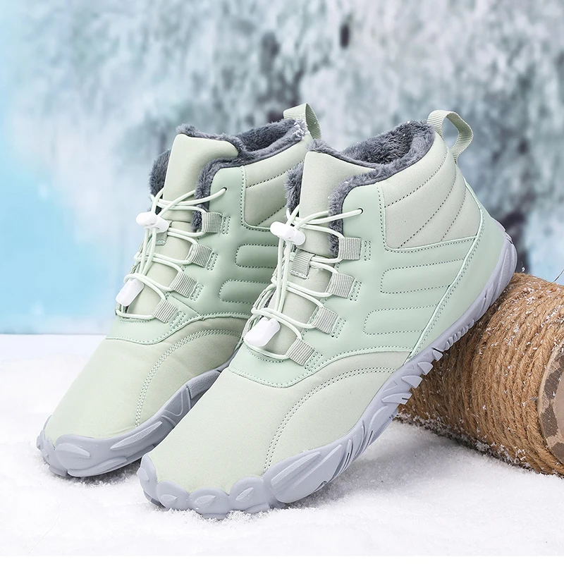 Snow Boots Waterproof Men Winter Shoes Barefoot Ankle Boots 36-46 Couple Snow Shoes Outdoor Hiking Shoes Fur Warm Plush Boots
