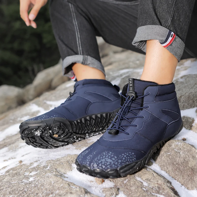 Snow Boots Waterproof Men Winter Shoes Barefoot Ankle Boots 36-46 Couple Snow Shoes Outdoor Hiking Shoes Fur Warm Plush Boots
