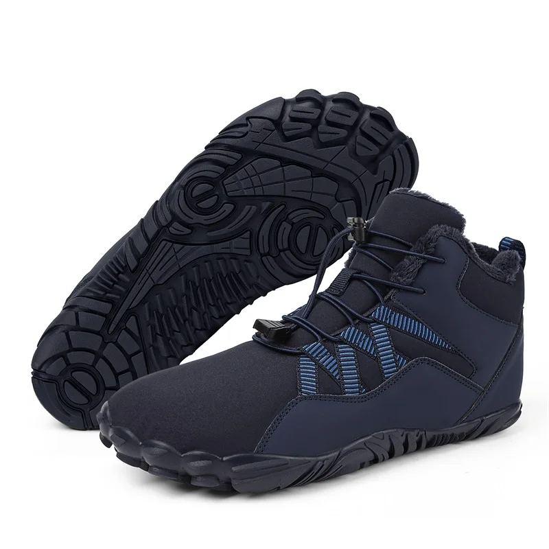 Snow Boots Waterproof Men Winter Shoes Barefoot Ankle Boots 36-46 Couple Snow Shoes Outdoor Hiking Shoes Fur Warm Plush Boots