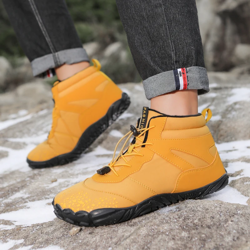 Snow Boots Waterproof Men Winter Shoes Barefoot Ankle Boots 36-46 Couple Snow Shoes Outdoor Hiking Shoes Fur Warm Plush Boots