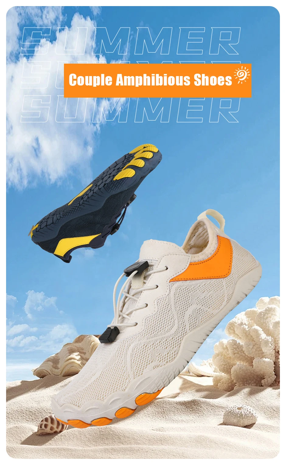EOCENE Men Women Barefoot Quick-drying Wadding Shoes Couple Swimming Beach Hiking Outdoor Sports Amphibious Aqua Water Sneakers