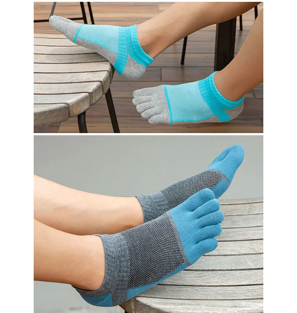5 Pairs Pure Cotton Five Finger Ankle Socks Mens Sports Breathable Comfortable Shaping Anti Friction No Show Socks With Toes
