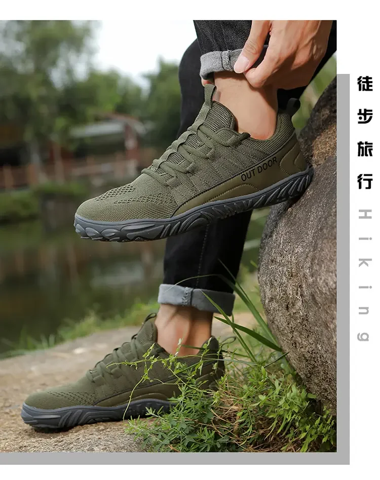 Simple Men's Shoes Lightweight Hiking Sports 2025 Wide Toe Barefoot Shoes Multifunctional Casual Mesh Breathable Walking Shoes
