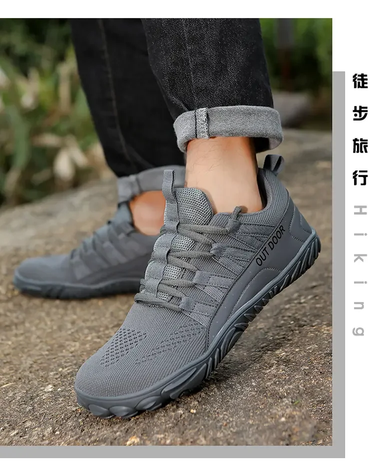 Simple Men's Shoes Lightweight Hiking Sports 2025 Wide Toe Barefoot Shoes Multifunctional Casual Mesh Breathable Walking Shoes