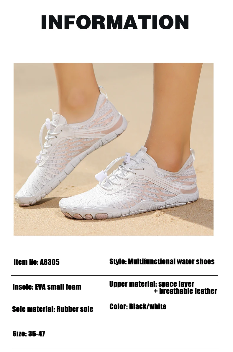 Large size Wading Shoes Men's Women's Outdoor Barefoot Beach Shoes Breathable Swimming Fitness Shoes Unisex Water Sports Shoes