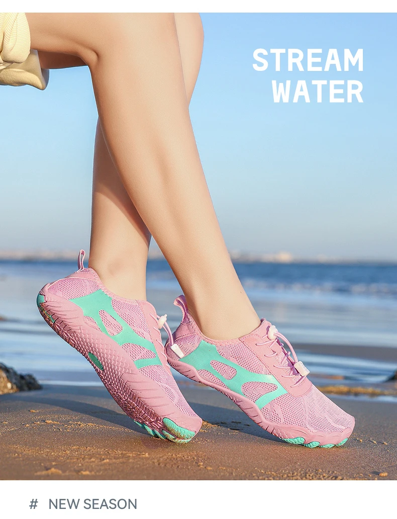 Wading Shoes Men Women Summer Outdoor Barefoot Beach Shoes Non-Slip Wear-Resistant Quick-Drying Mesh Breathable Upstream Shoes