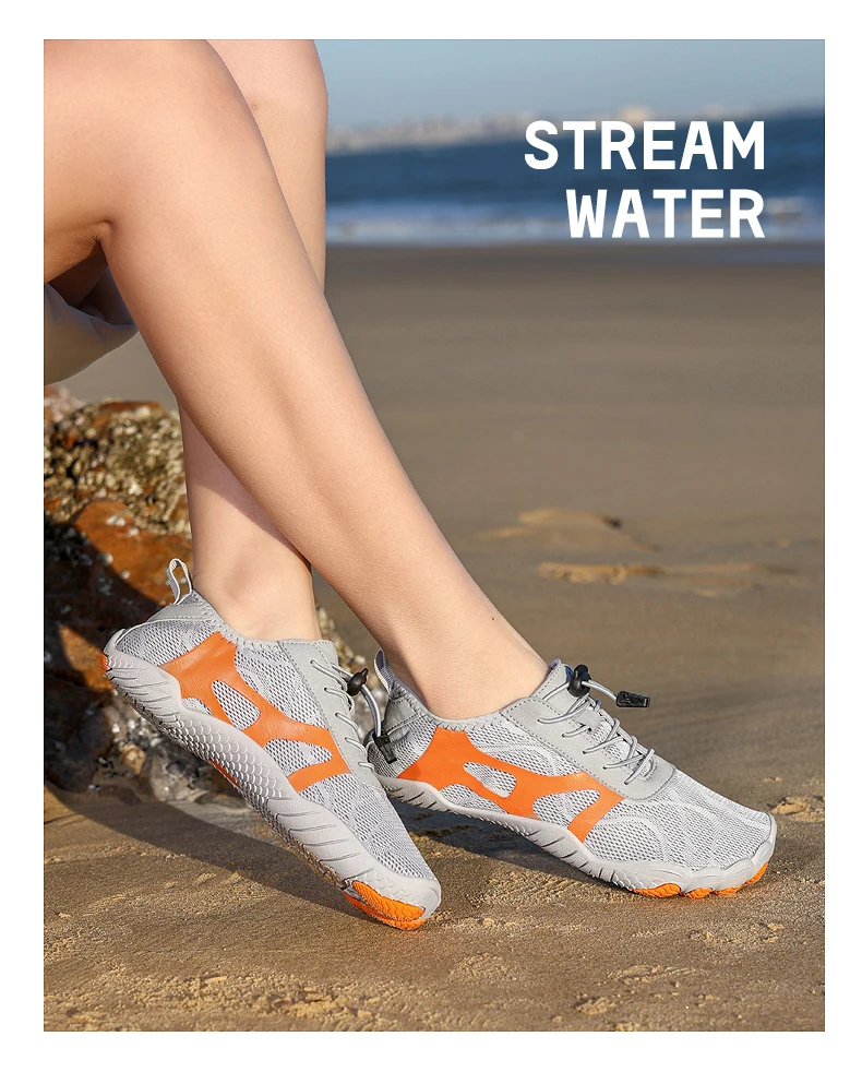 Wading Shoes Men Women Summer Outdoor Barefoot Beach Shoes Non-Slip Wear-Resistant Quick-Drying Mesh Breathable Upstream Shoes