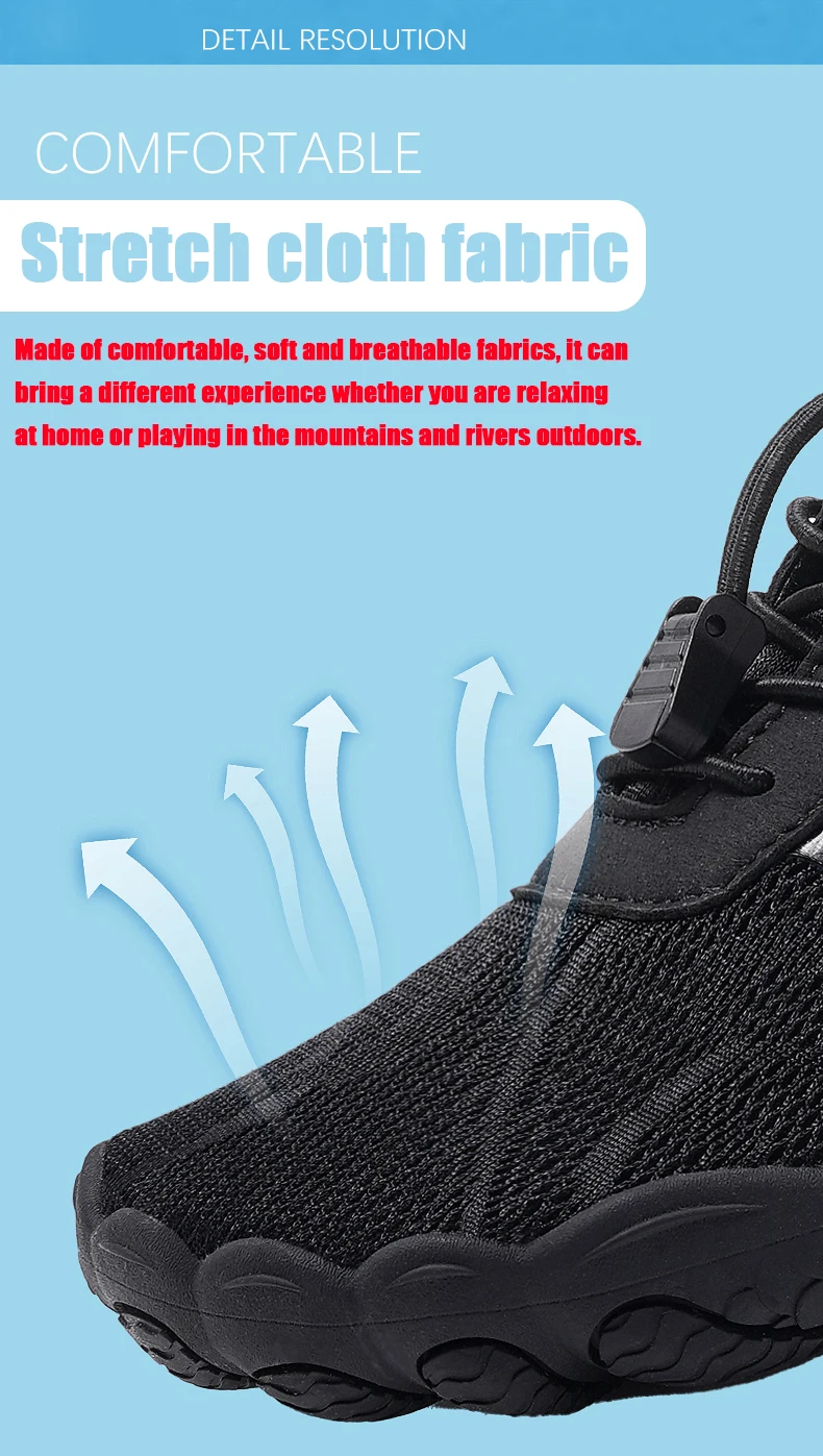 Wading Shoes Men Women Summer Outdoor Barefoot Beach Shoes Non-Slip Wear-Resistant Quick-Drying Mesh Breathable Upstream Shoes