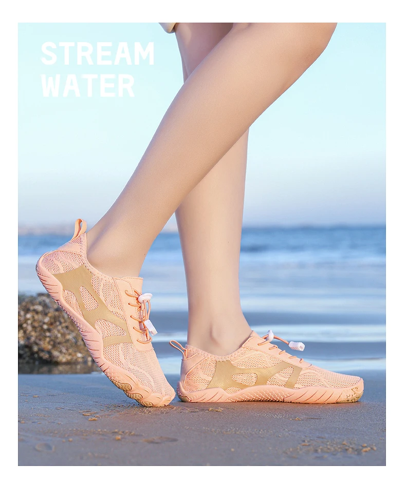 Wading Shoes Men Women Summer Outdoor Barefoot Beach Shoes Non-Slip Wear-Resistant Quick-Drying Mesh Breathable Upstream Shoes