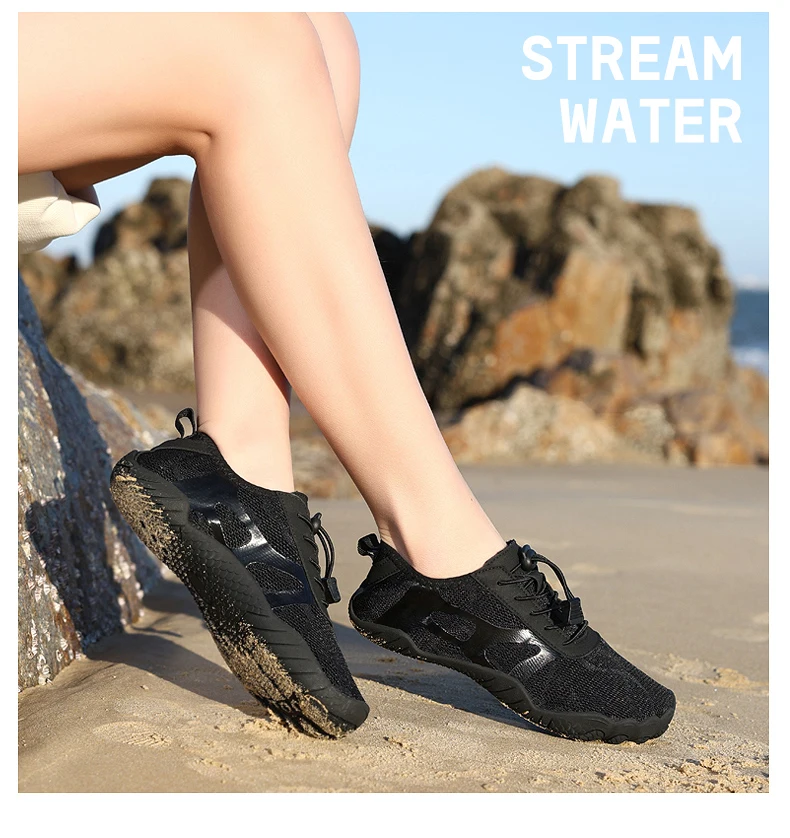 Wading Shoes Men Women Summer Outdoor Barefoot Beach Shoes Non-Slip Wear-Resistant Quick-Drying Mesh Breathable Upstream Shoes