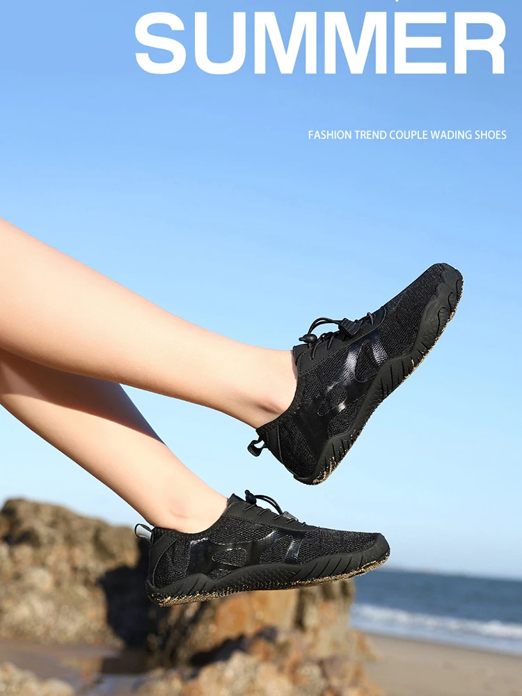 Wading Shoes Men Women Summer Outdoor Barefoot Beach Shoes Non-Slip Wear-Resistant Quick-Drying Mesh Breathable Upstream Shoes