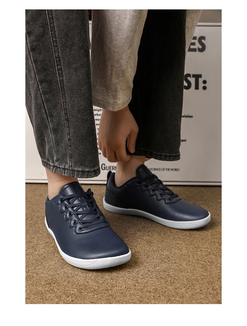 Men's Vulcanized Shoes Comfortable Wide Toe Barefoot Shoes Zero Drop Minimalist Sneakers Unisex Lace Up Non Slip Walking Shoes