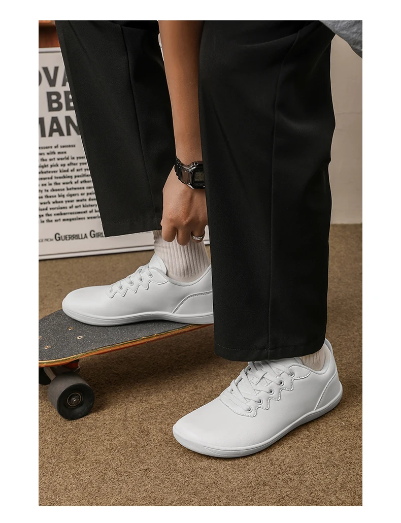Men's Vulcanized Shoes Comfortable Wide Toe Barefoot Shoes Zero Drop Minimalist Sneakers Unisex Lace Up Non Slip Walking Shoes