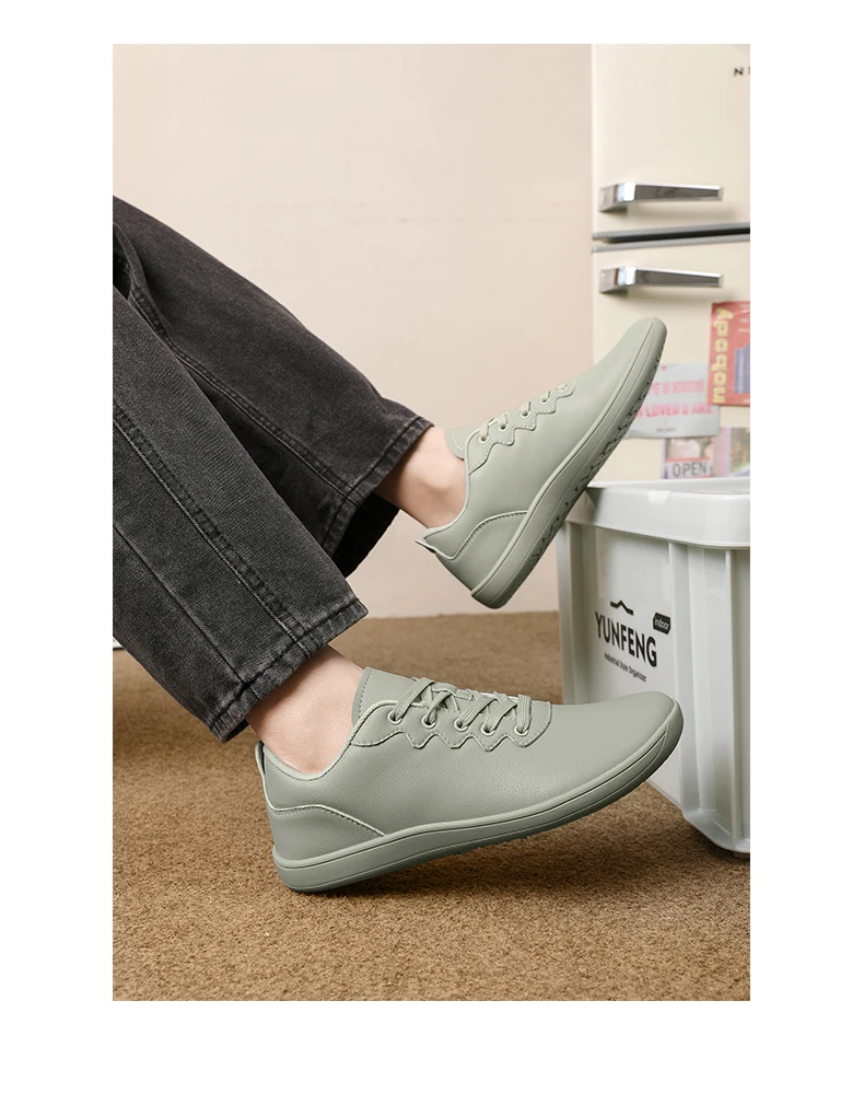 Men's Vulcanized Shoes Comfortable Wide Toe Barefoot Shoes Zero Drop Minimalist Sneakers Unisex Lace Up Non Slip Walking Shoes