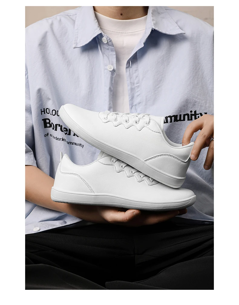 Men's Vulcanized Shoes Comfortable Wide Toe Barefoot Shoes Zero Drop Minimalist Sneakers Unisex Lace Up Non Slip Walking Shoes