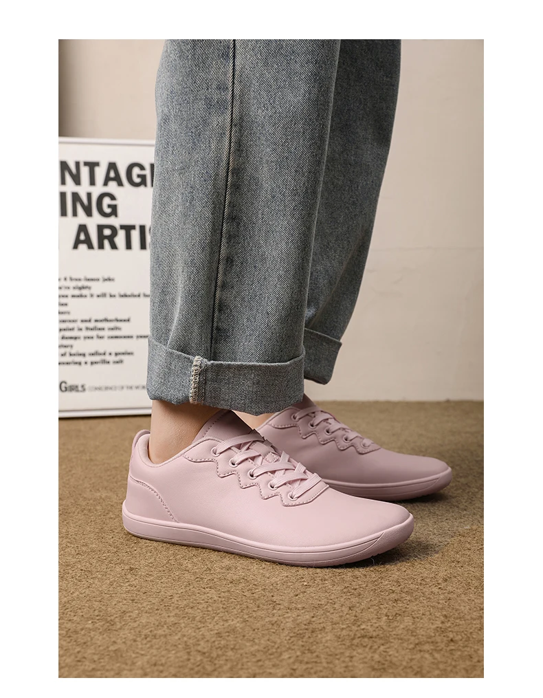 Men's Vulcanized Shoes Comfortable Wide Toe Barefoot Shoes Zero Drop Minimalist Sneakers Unisex Lace Up Non Slip Walking Shoes