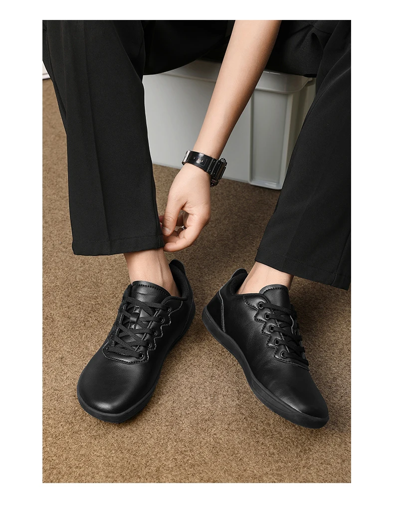 Men's Vulcanized Shoes Comfortable Wide Toe Barefoot Shoes Zero Drop Minimalist Sneakers Unisex Lace Up Non Slip Walking Shoes