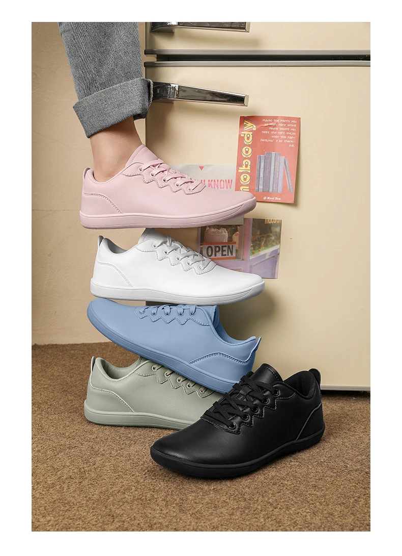Men's Vulcanized Shoes Comfortable Wide Toe Barefoot Shoes Zero Drop Minimalist Sneakers Unisex Lace Up Non Slip Walking Shoes