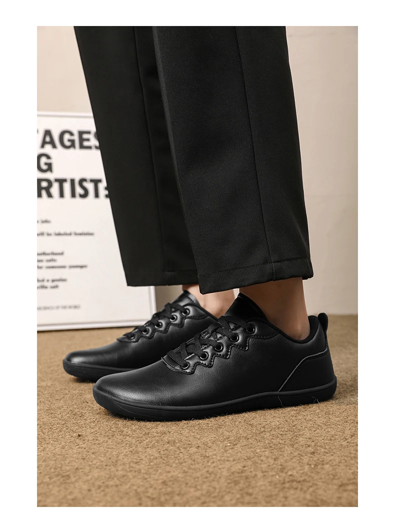 Men's Vulcanized Shoes Comfortable Wide Toe Barefoot Shoes Zero Drop Minimalist Sneakers Unisex Lace Up Non Slip Walking Shoes