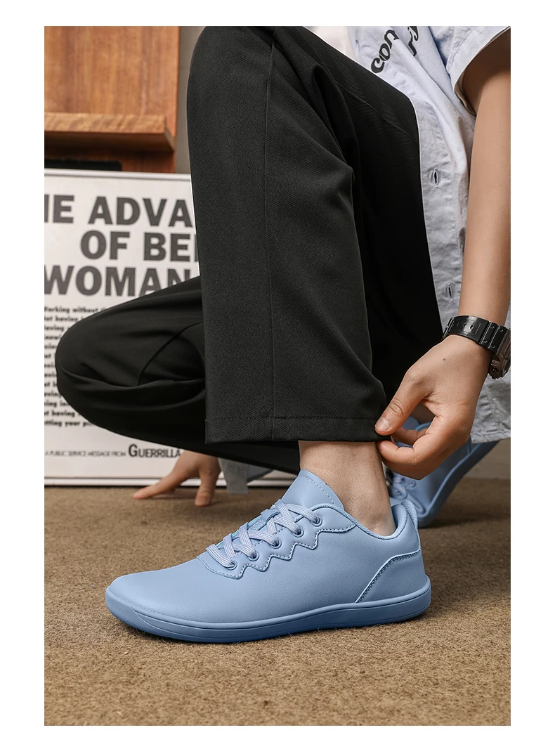 Men's Vulcanized Shoes Comfortable Wide Toe Barefoot Shoes Zero Drop Minimalist Sneakers Unisex Lace Up Non Slip Walking Shoes