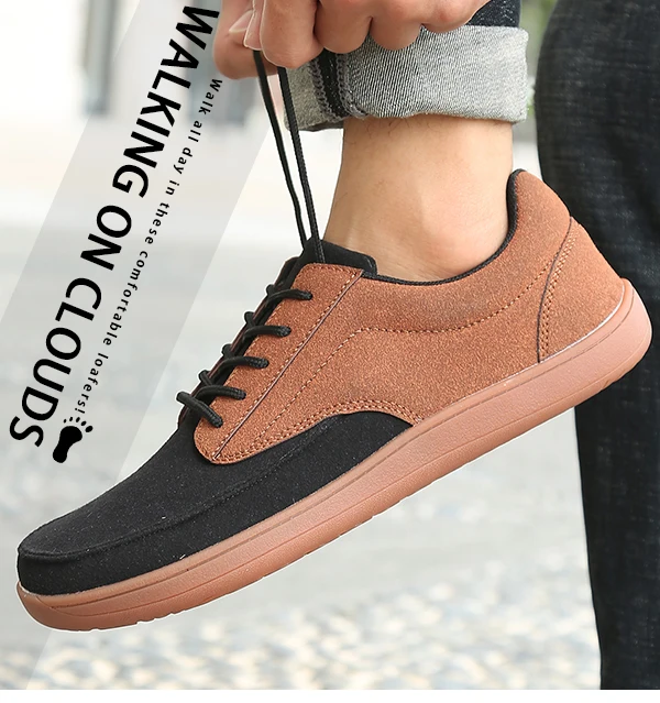 Men's Wide Toe Anti-slip Vulcanised Barefoot Shoes Comfortable Walking Sneakers Lightweight Casual Footwear for Wide Feet
