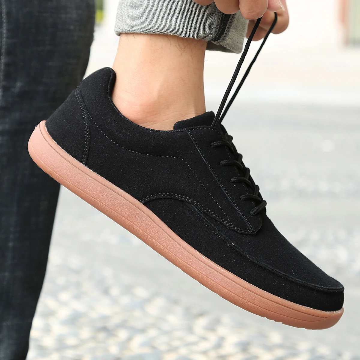 Men's Wide Toe Anti-slip Vulcanised Barefoot Shoes Comfortable Walking Sneakers Lightweight Casual Footwear for Wide Feet