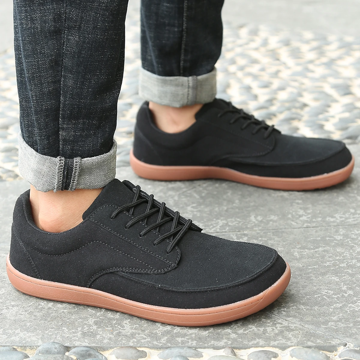 Men's Wide Toe Anti-slip Vulcanised Barefoot Shoes Comfortable Walking Sneakers Lightweight Casual Footwear for Wide Feet