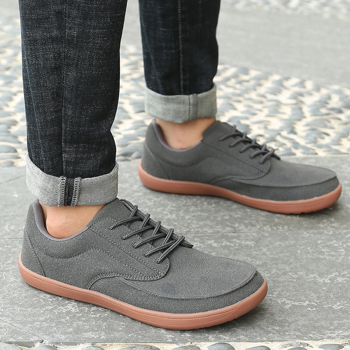 Men's Wide Toe Anti-slip Vulcanised Barefoot Shoes Comfortable Walking Sneakers Lightweight Casual Footwear for Wide Feet