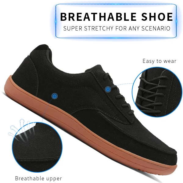 Men's Wide Toe Anti-slip Vulcanised Barefoot Shoes Comfortable Walking Sneakers Lightweight Casual Footwear for Wide Feet