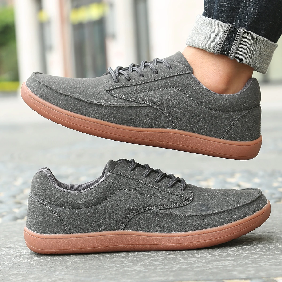 Men's Wide Toe Anti-slip Vulcanised Barefoot Shoes Comfortable Walking Sneakers Lightweight Casual Footwear for Wide Feet