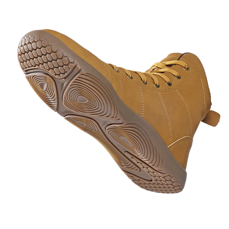 Outdoor Leather Men Ankle Boots Minimalist Men Hiking Shoes Zero Soles Wide Toe Barefoot Boots Winter Couple Walking Sneakers